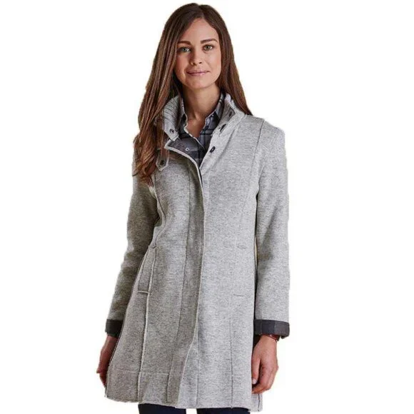 Barbour Millfire Knit Jumper – Light Grey Marl Winter Tartan Wool Blend US 14 - Picture 2 of 13